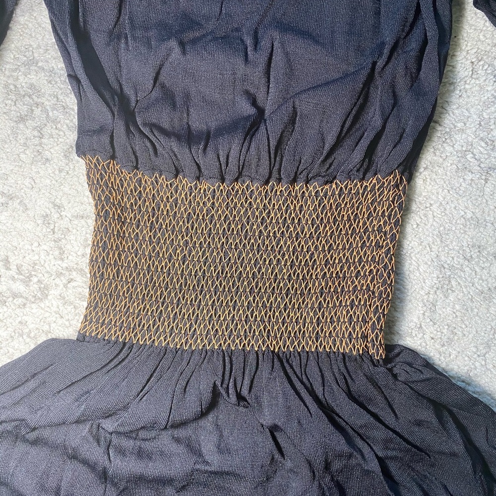 ZARA Black & Gold solid Spandex Dress  Sz M - Picture 4 of 9